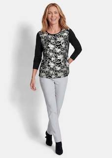 Blusenshirt mit Blumenmuster und Folienprint thumbnail 2