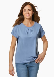 Comfortabel shirt met ronde hals van glanzend materiaal thumbnail 7