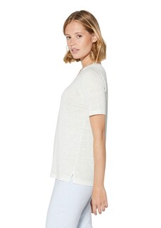 Leinenshirt mit kurzen Ärmeln und feiner Spitze thumbnail 5