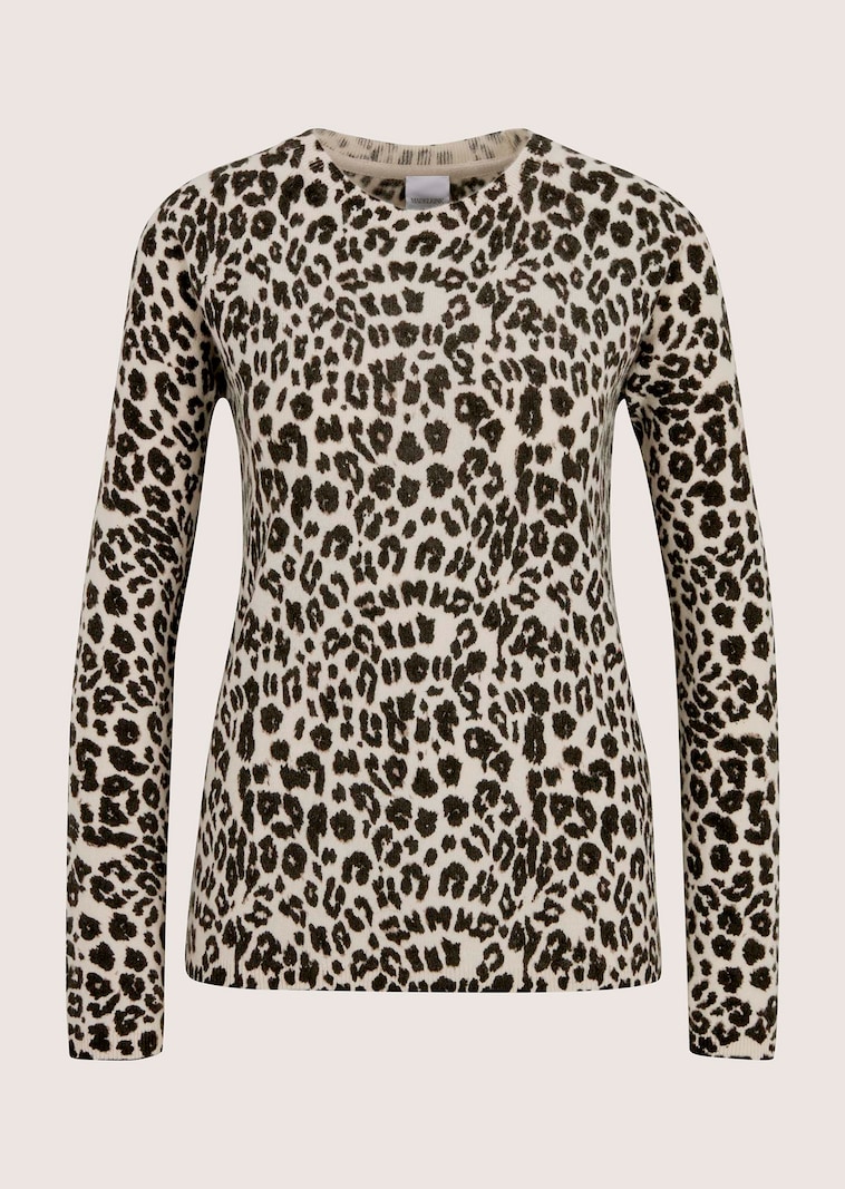 Kaschmirpullover mit Leopardenmuster
