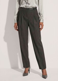 Wijde broek met plooien, krijtstreep en barrel-leg thumbnail 2