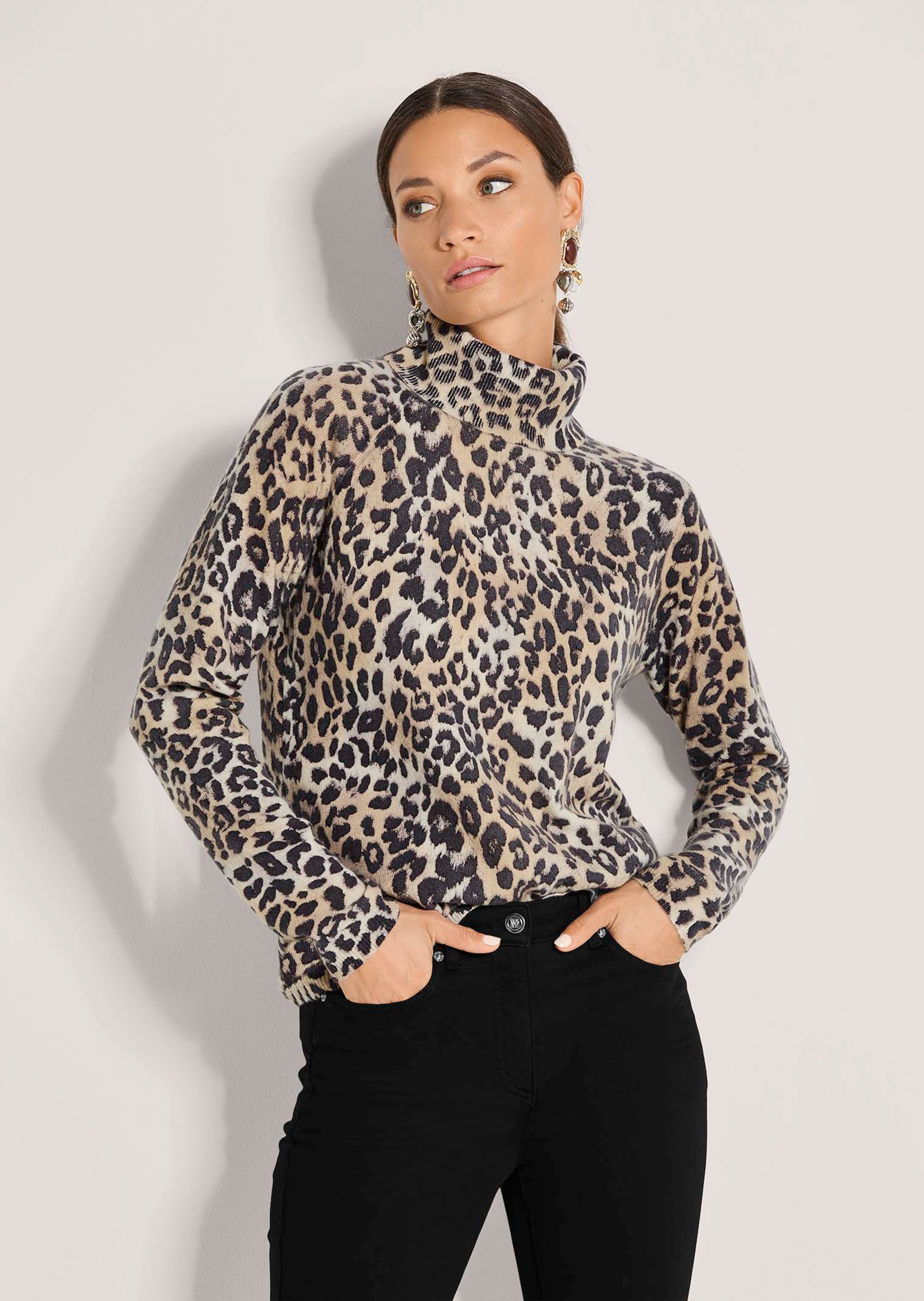 Pull en cachemire avec motif léopard