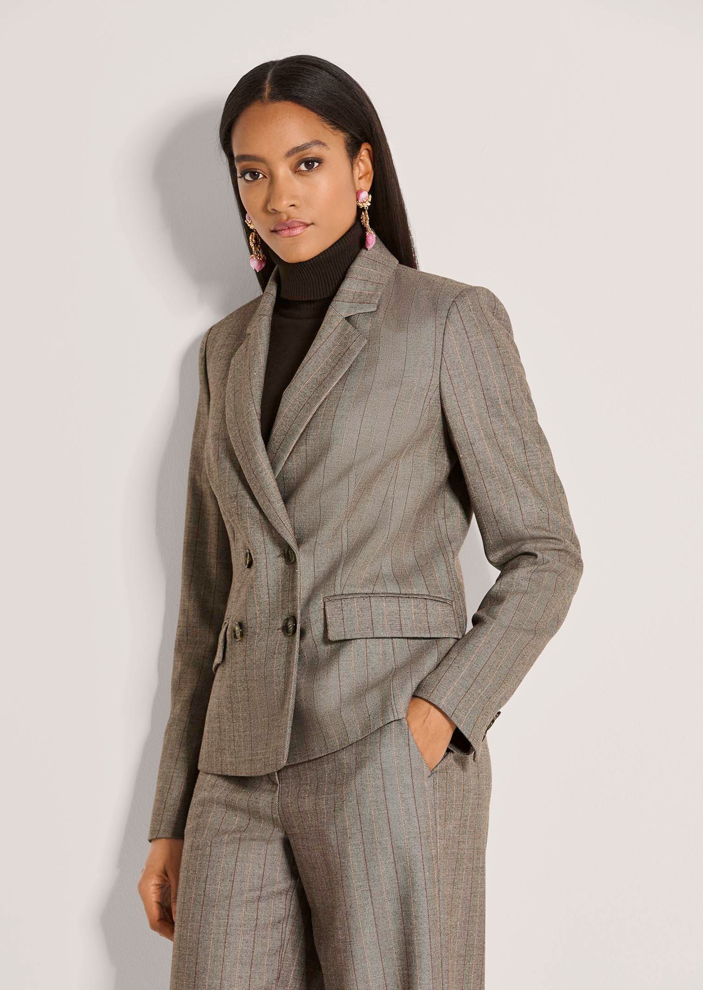 Double-breasted blazer with subtle stripes