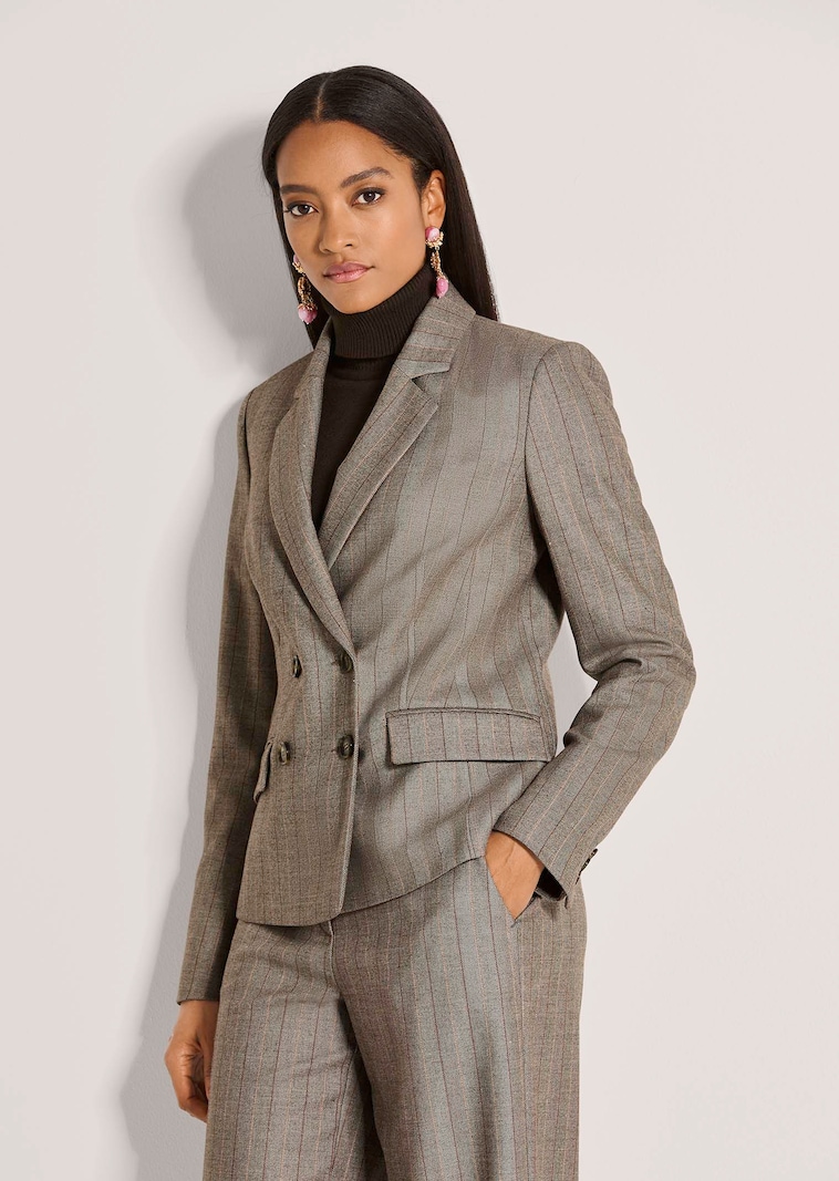 Double-breasted blazer with subtle stripes