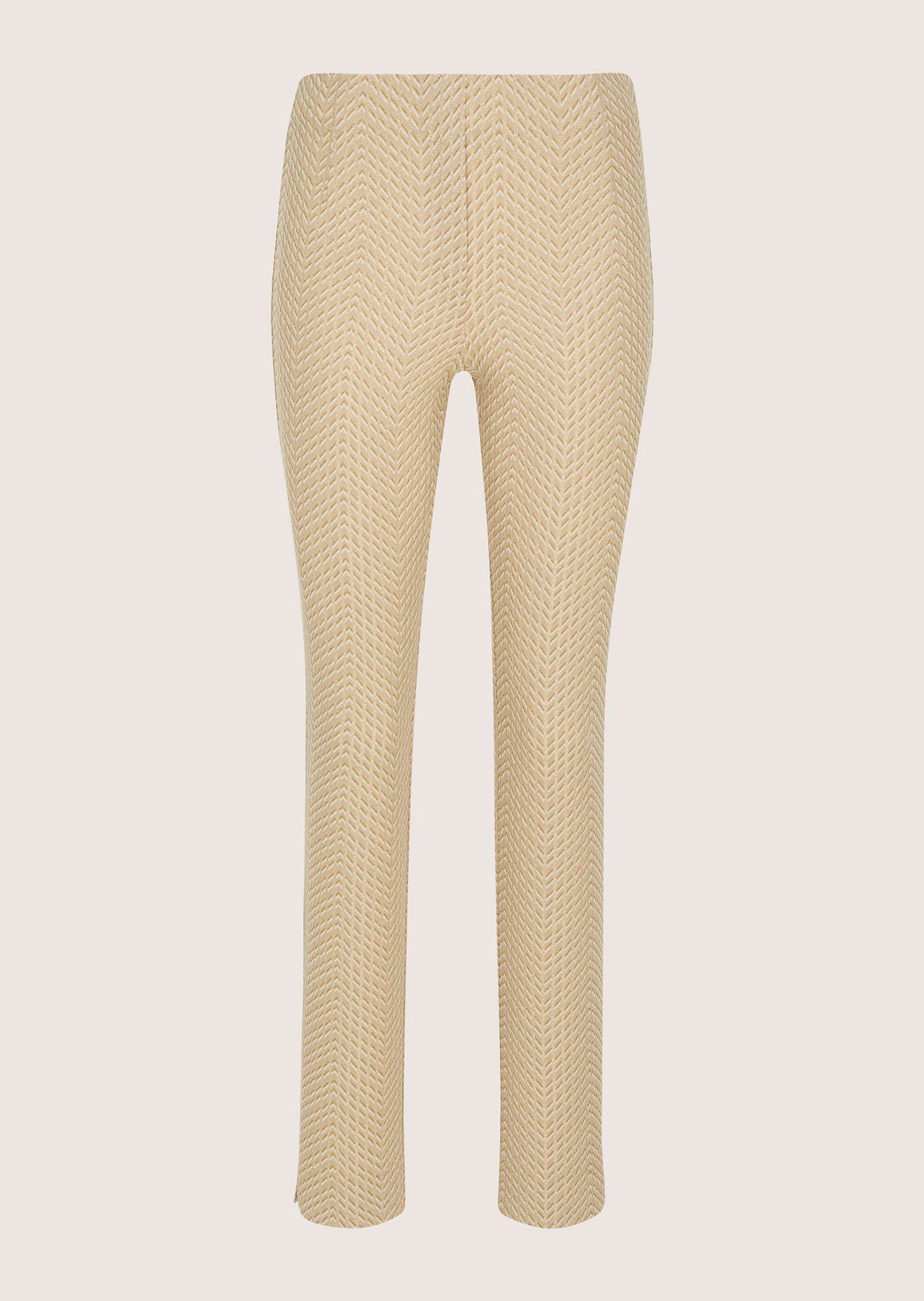 Trousers with glazed yarn