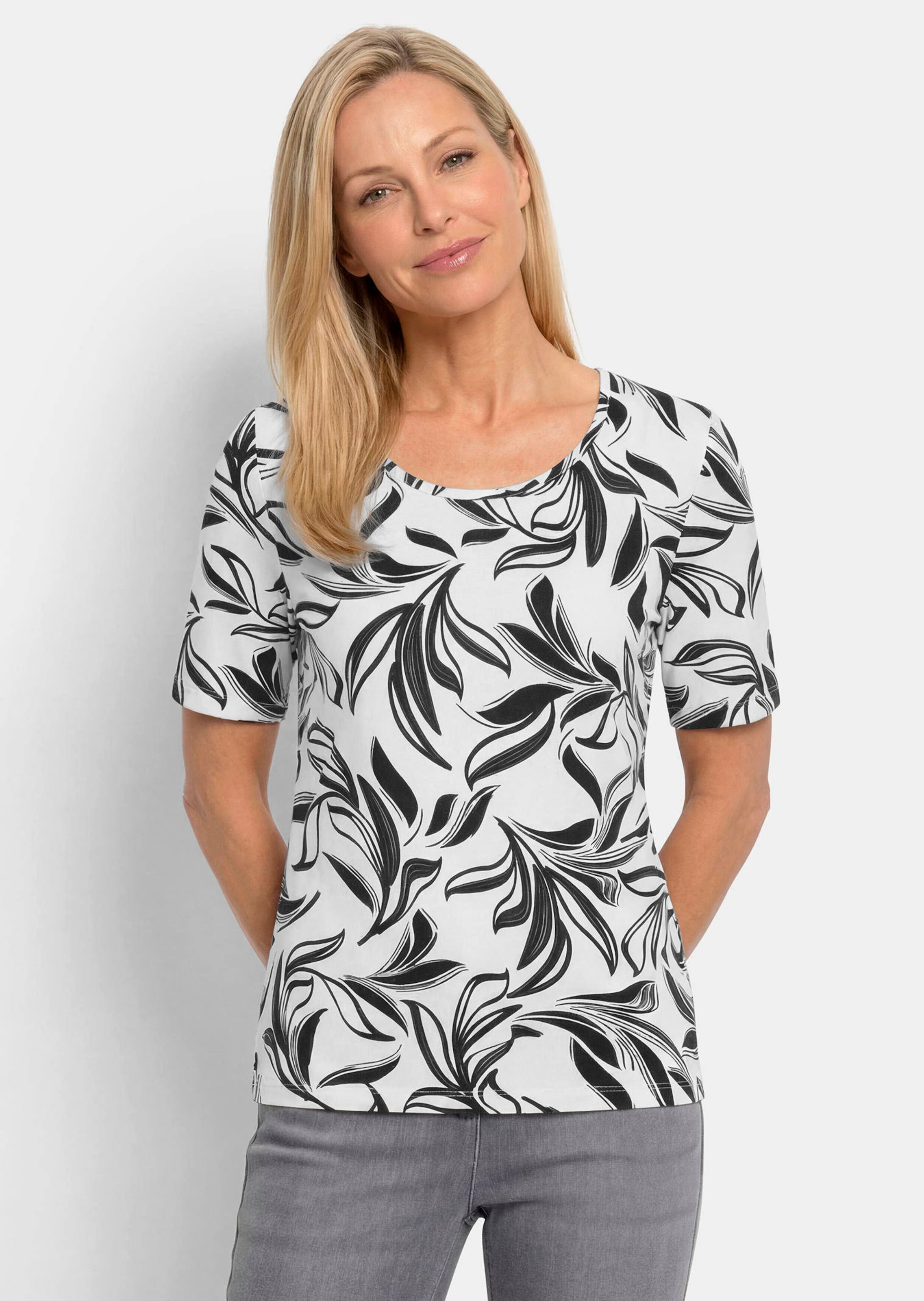 Jersey shirt met modieuze bloemenprint