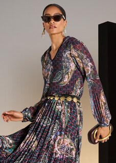 Plissee-Bluse mit Allover-Print thumbnail 1