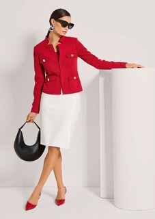 Kurzer Jersey-Blazer mit Stehkragen thumbnail 5