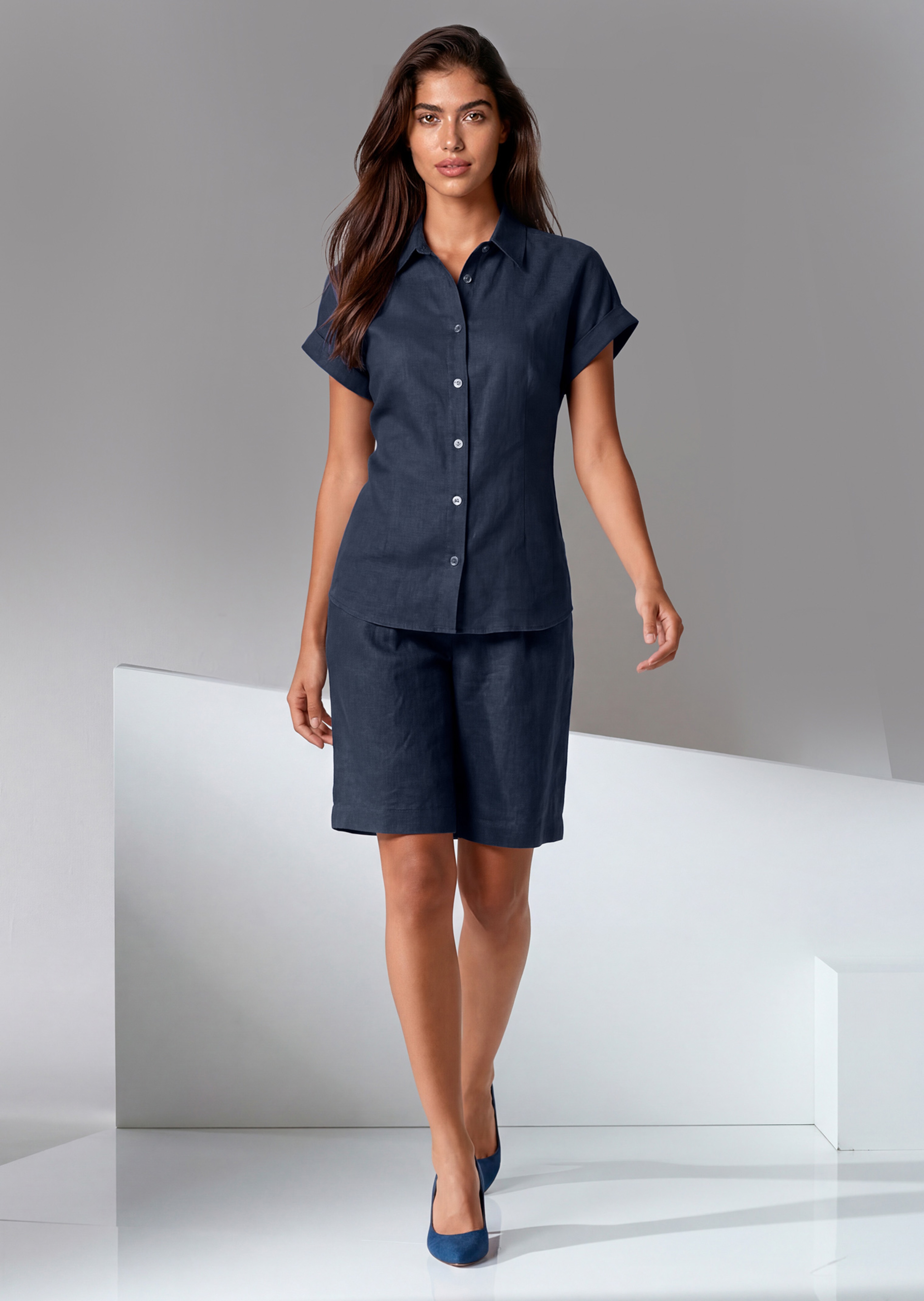 Bermuda en lin à taille élastique