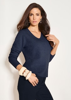 Schurwoll-Pullover mit V-Ausschnit thumbnail 1