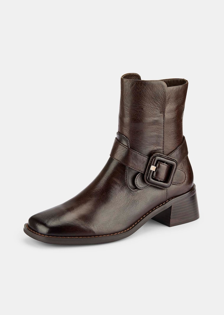 Stiefeletten aus Echtleder mit Schnallenriemen