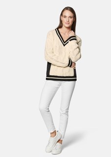 Zopfmuster-Pullover mit wattierten Steppeinsätzen thumbnail 3