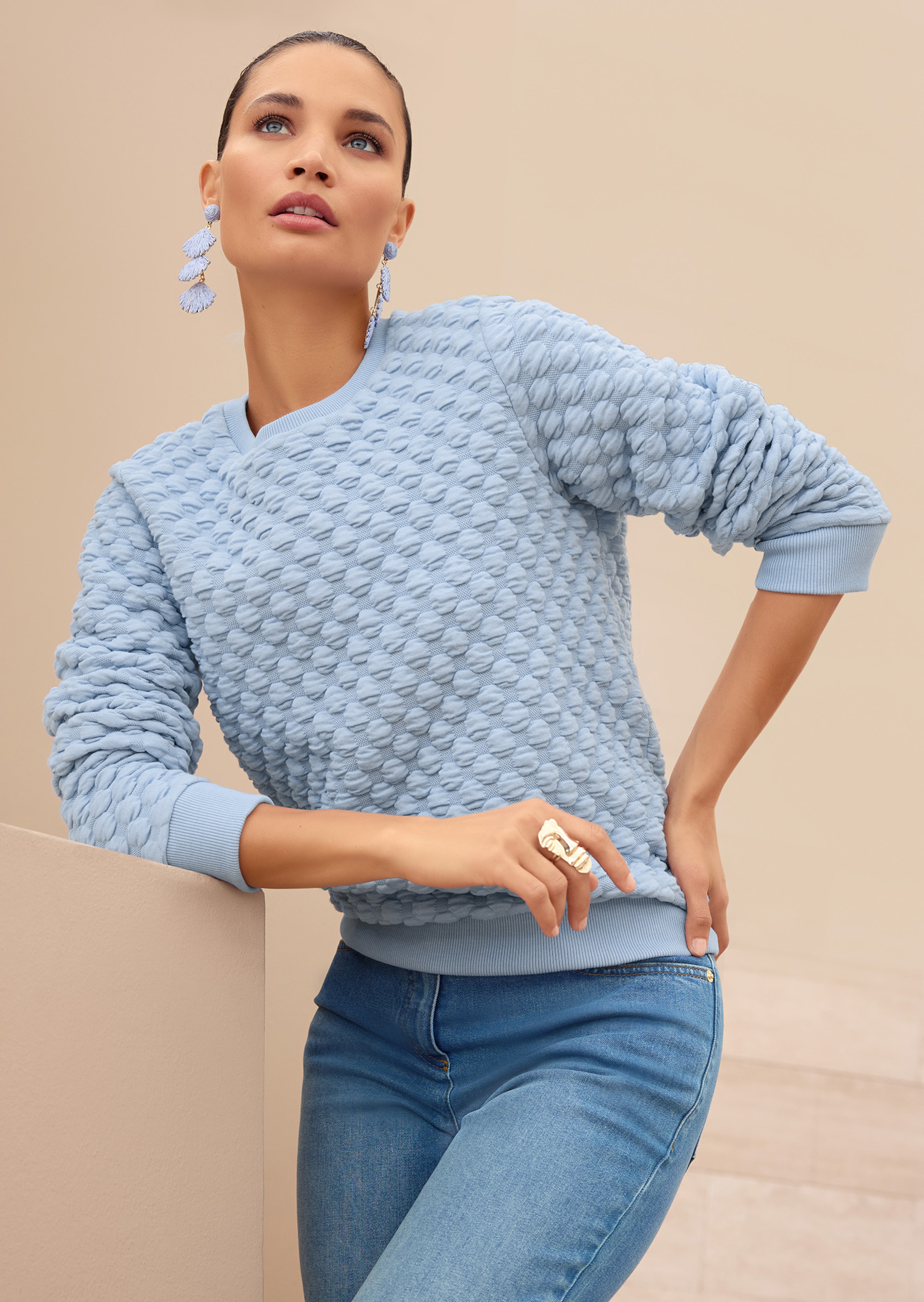 Sweatshirt mit Cloqué-Struktur