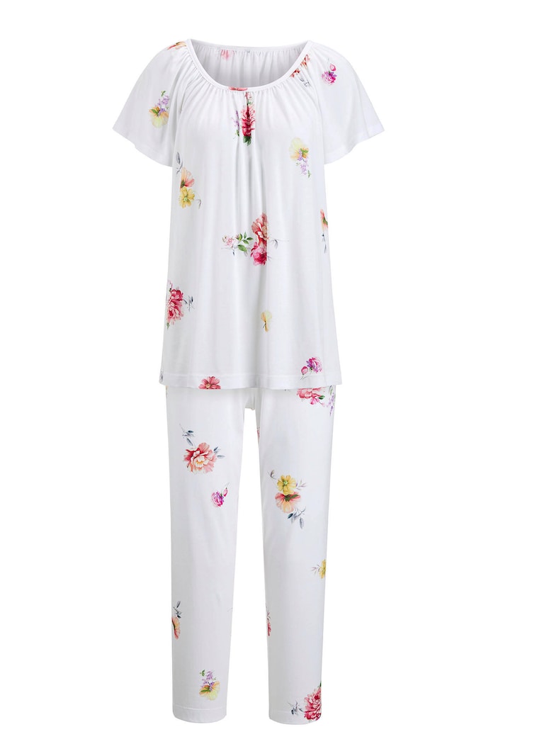 Pyjama met halflange mouwen en bloemenprint