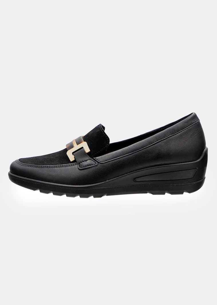Leder-Slipper mit Zierschnalle