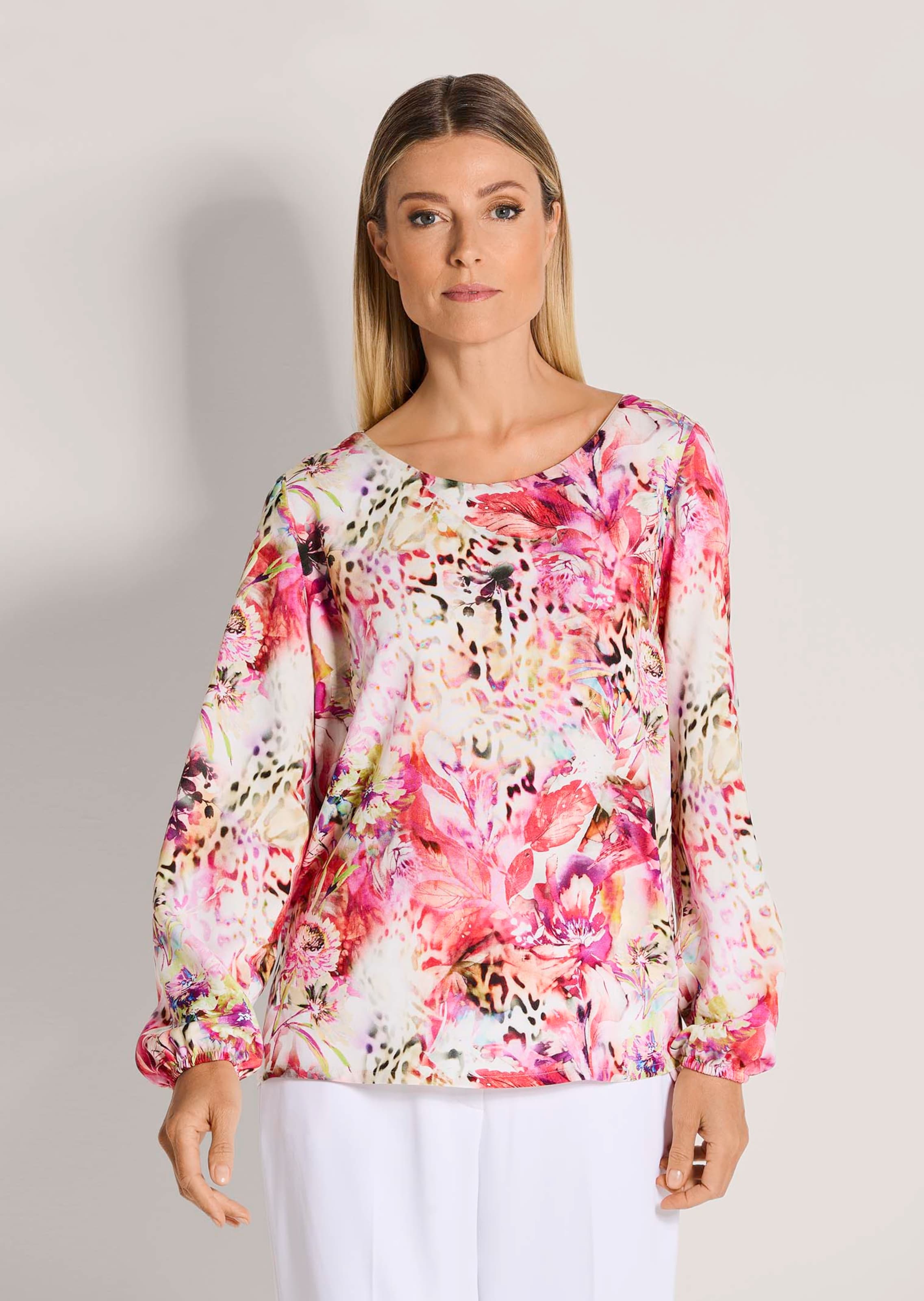 Bluse mit Blumen und Leopardenmuster