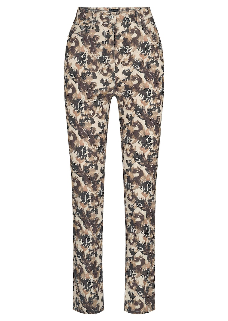 Pantalon LOUISA effet jean avec motif de feuilles