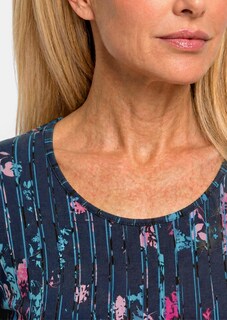 Shirt van viscose met bloemen en verticale strepen thumbnail 5