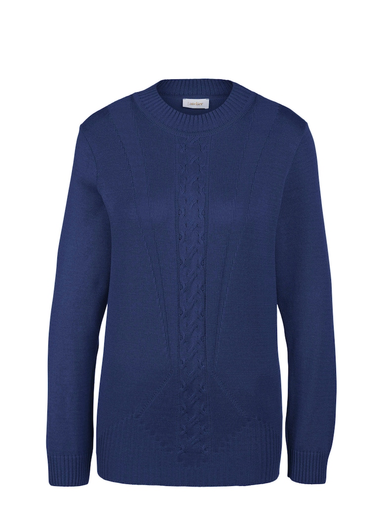 Pullover mit streckendem Zopfmuster