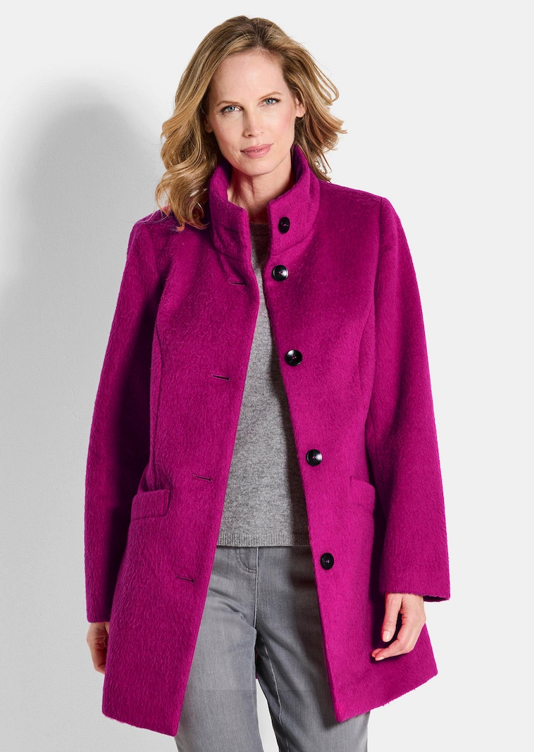 Manteau laineux avec col montant