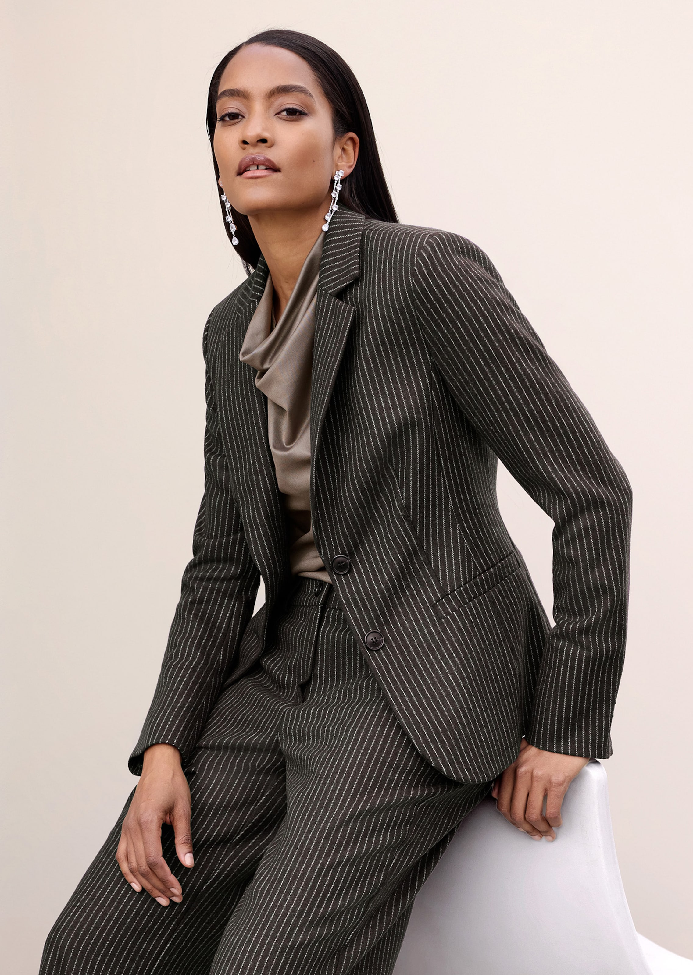 Classic pinstripe blazer in wool blend
