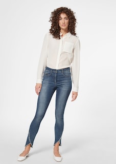 Schlanke Jeans mit Fransensaum thumbnail 3