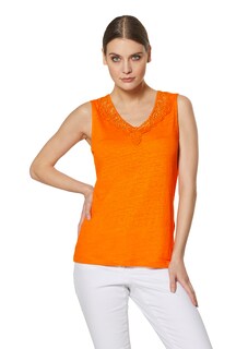 Sleeveless linen top with lace trim thumbnail 2