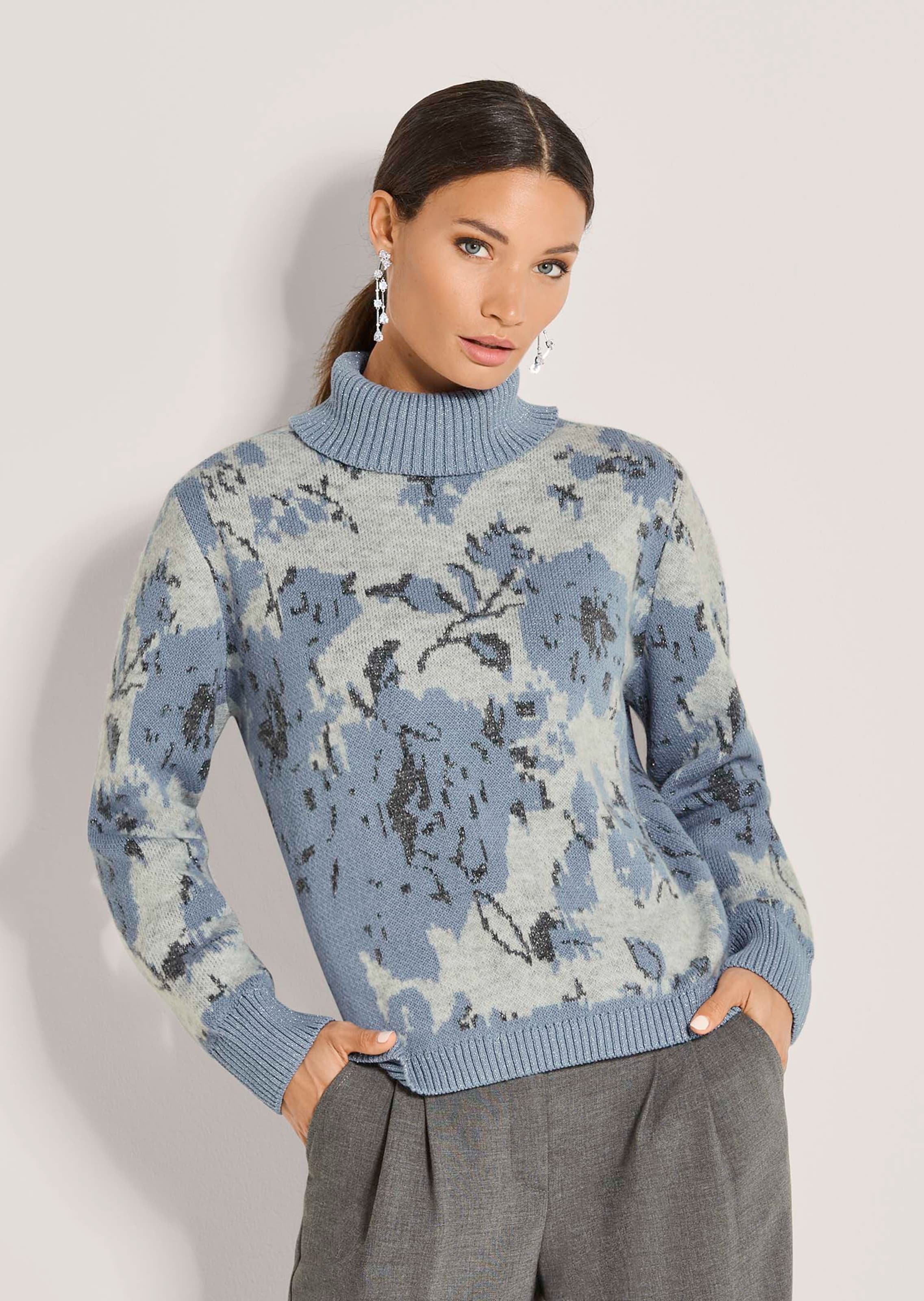 Gebloemde pullover met rolkraag