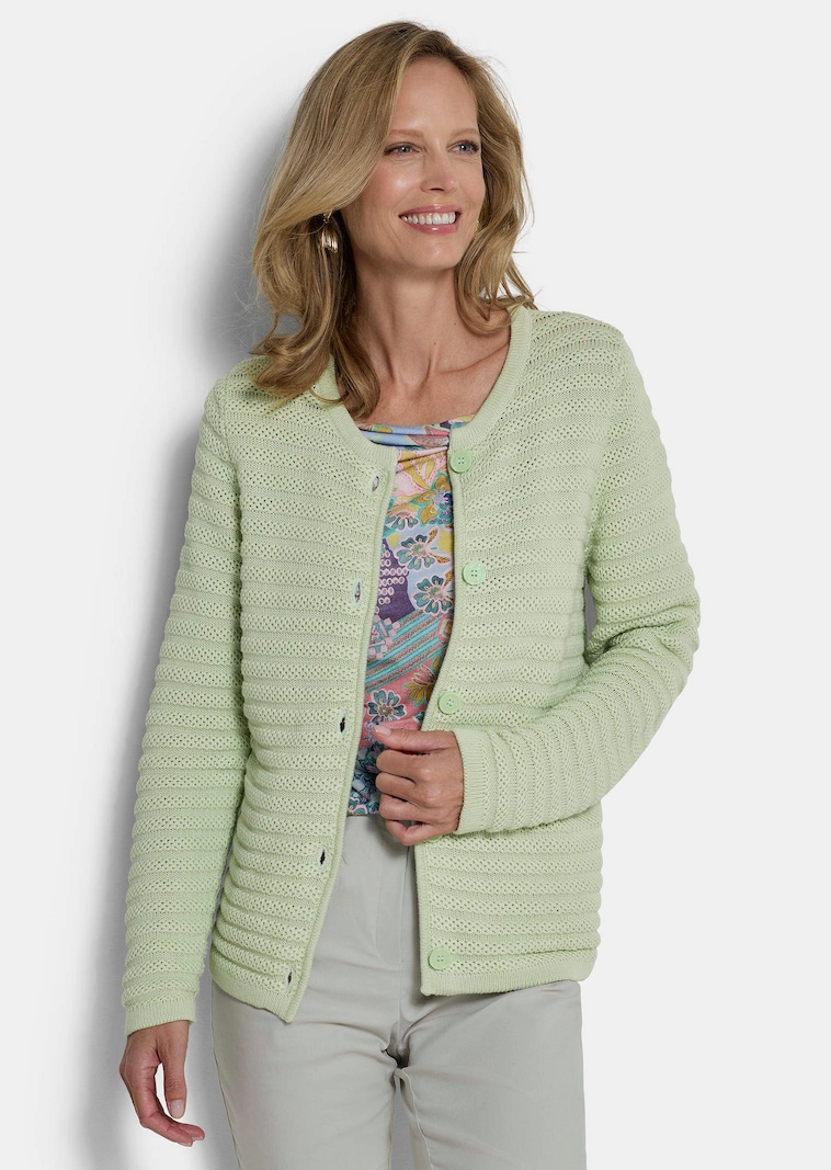 Ajour-Strickjacke aus reiner Baumwolle