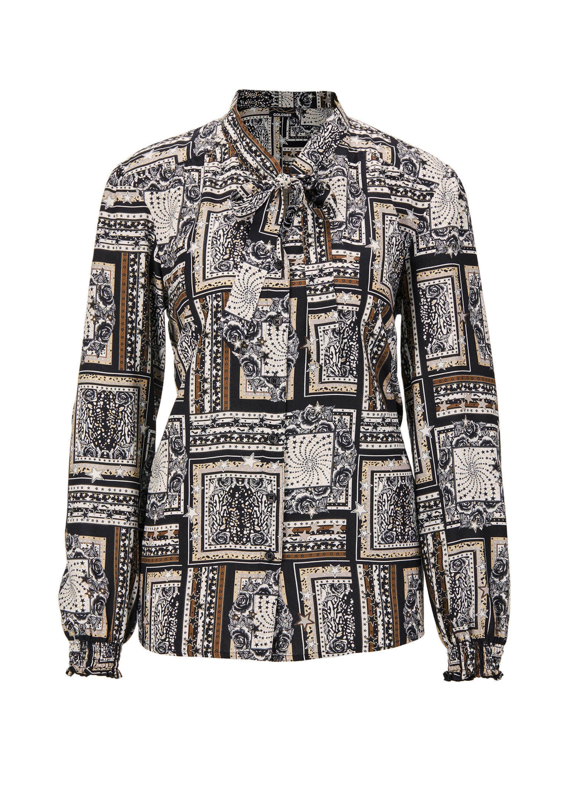 Druckbluse mit Tunika-Ausschnitt