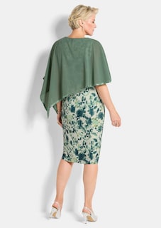 Jurk met bloemendessin en drapering van chiffon thumbnail 3