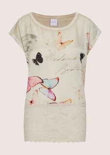 Shirt mit Schmetterlings-Druck und Spitze thumbnail 7