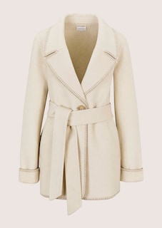 Double-faced coat with tie belt and hand-stitched edge thumbnail 7