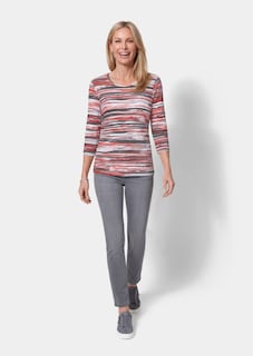 T-shirt en viscose à rayures artistiques thumbnail 2