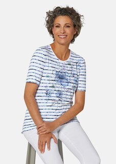 Bequemes Druckshirt in Blumen-Ringeloptik thumbnail 4