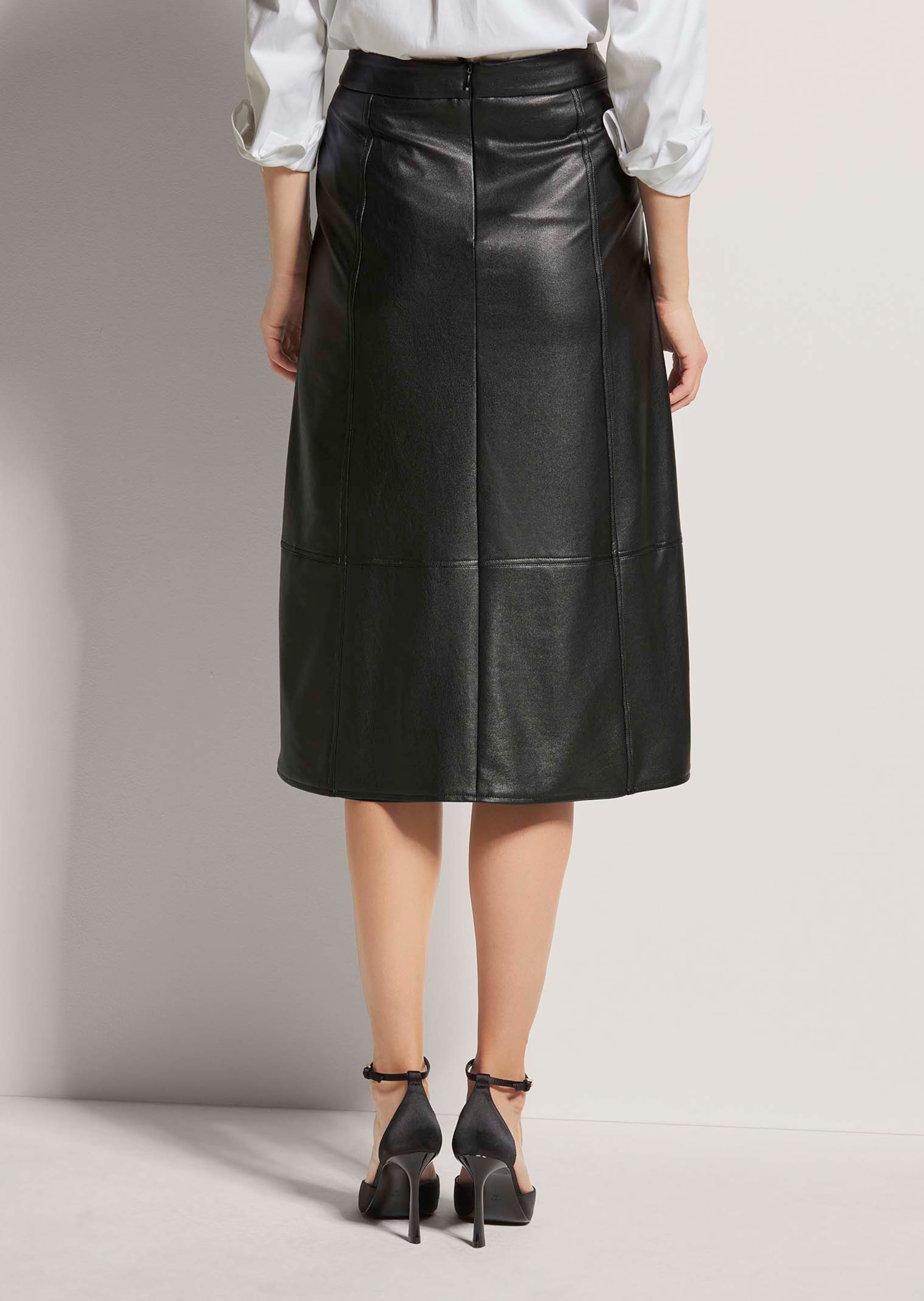 Leather look midi A-Line skirt thumbnail 4
