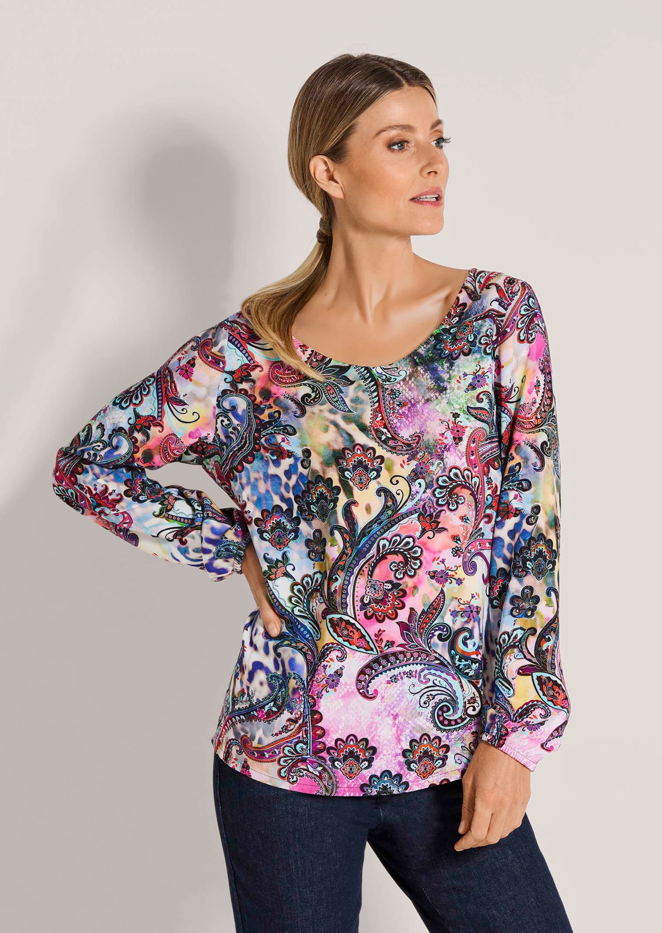Viskosebluse mit Statement-Print