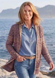 Cardigan avec col châle dans un mélange de motifs thumbnail 7