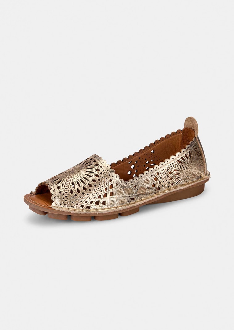 Peeptoe-Ballerina aus Leder