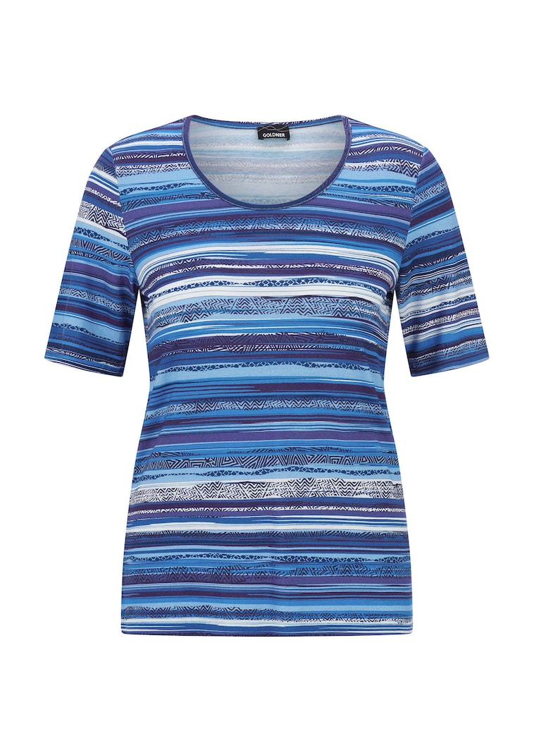 Viskoseshirt mit farbintensivem Streifenmuster
