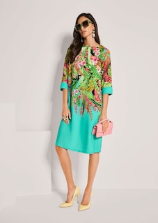 Robe avec imprimé style tropical et manches 3/4 thumbnail 5