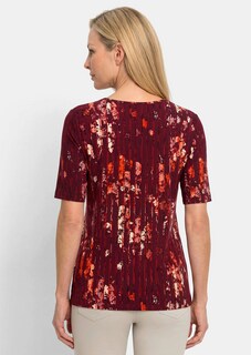 Shirt van viscose met bloemen en verticale strepen thumbnail 3