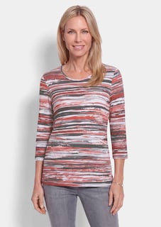 T-shirt en viscose à rayures artistiques thumbnail 1