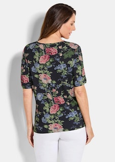 Florales Jersey-Shirt mit Raffungen thumbnail 3