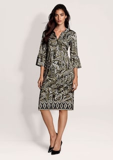 Paisley jurk in H-lijn en met volant mouwen thumbnail 3