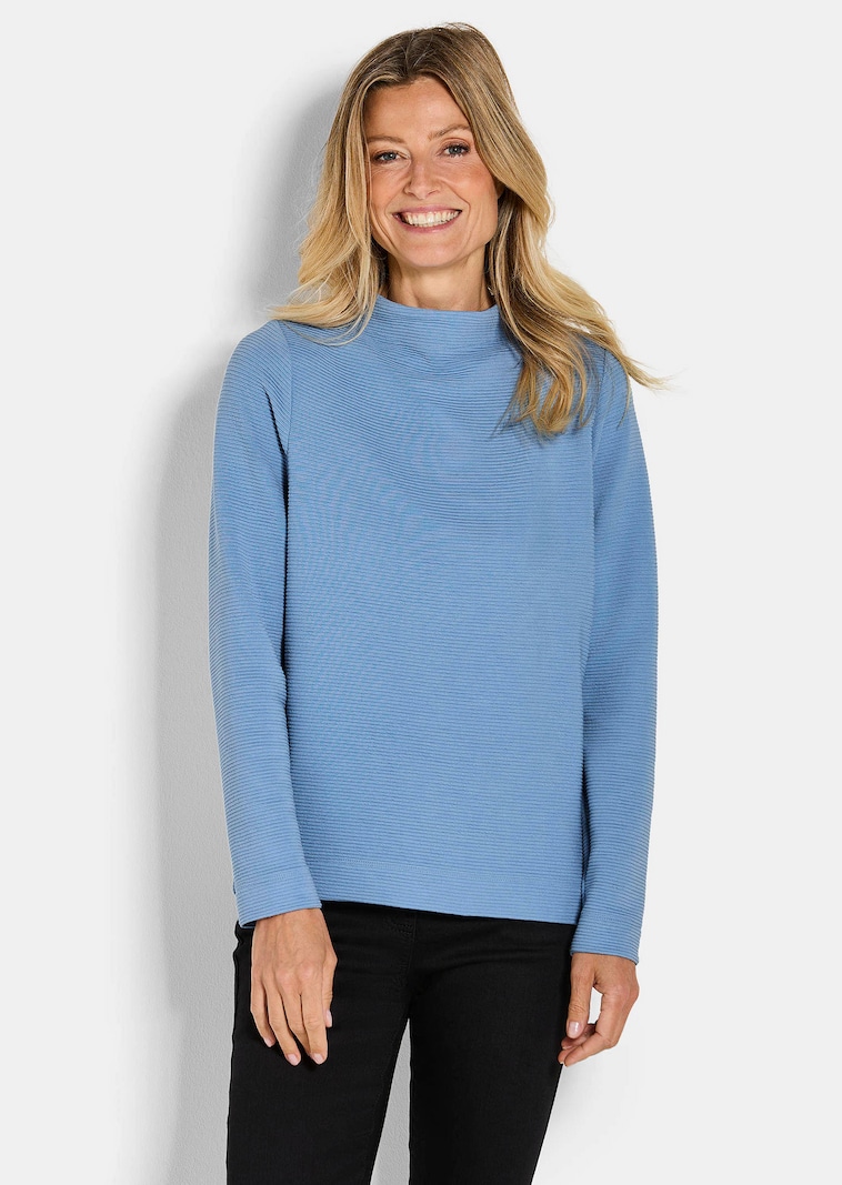Sweat-shirt en maille ottoman- avec col roulé