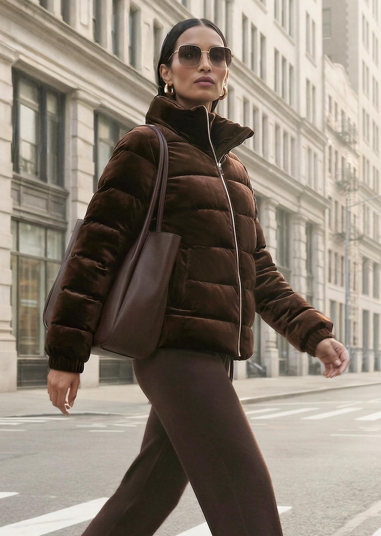 Modische Samt-Steppjacke