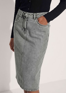 Jeansrock mit verzierten Eingriffstaschen thumbnail 6