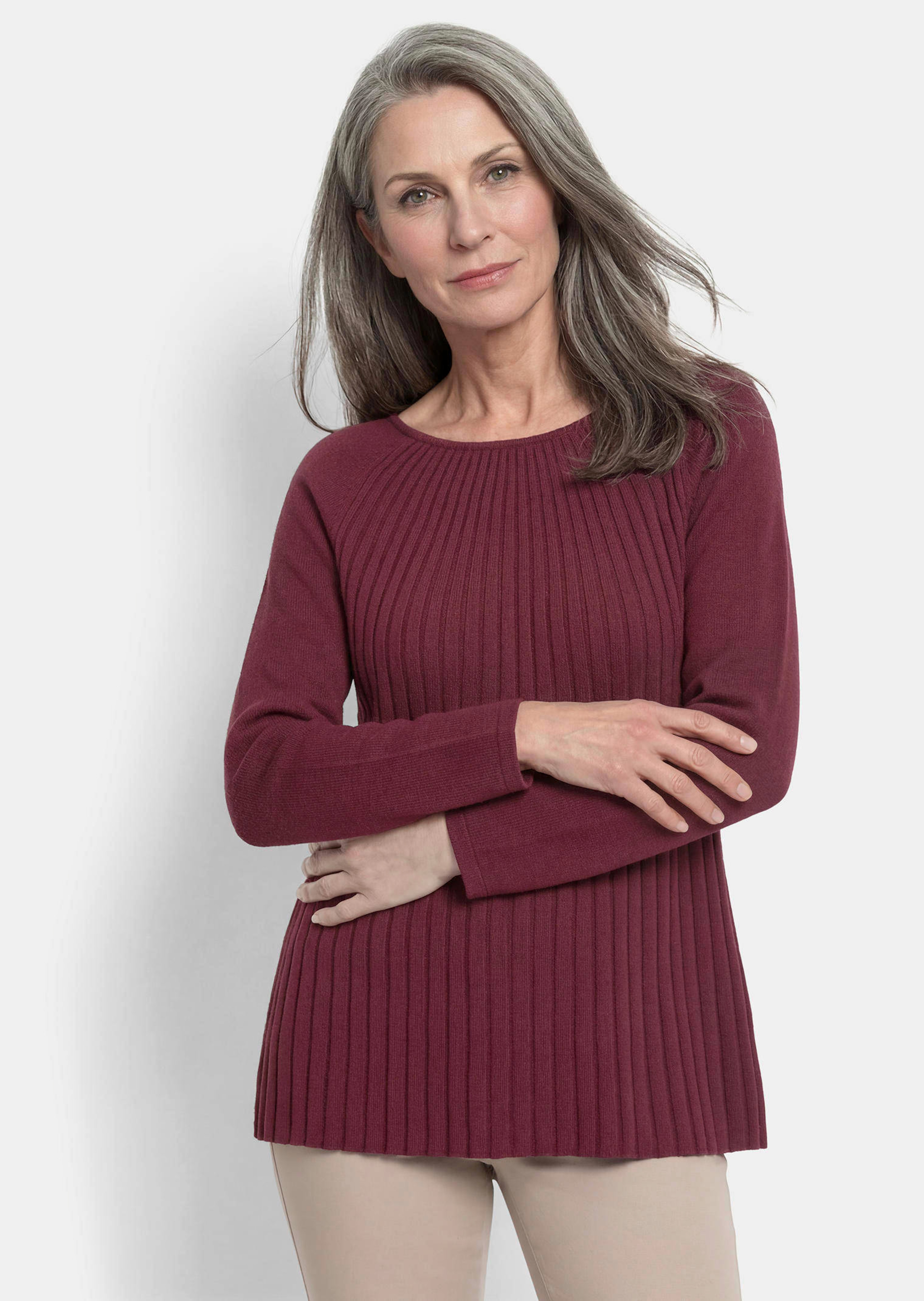 Strickpullover mit Baumwolle in A-Linie