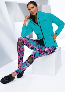 Leggings mit Blätter-Print und Mesheinsätzen thumbnail 1